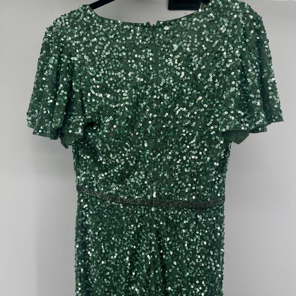 Mac Duggal A5540 Sequin Wrap Over Butterfly Sleeve Gown Womens 6 NWT - Picture 12 of 15